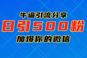 超牛逼引流分享,日引300-500粉,加爆你的微信