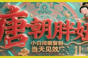 用AI克隆“唐朝胖妞”日更3条，平台疯狂推流，小白闭眼复制，当天见效，日入1k+