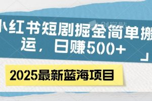 小红书短剧掘金，简单搬运，日赚500+