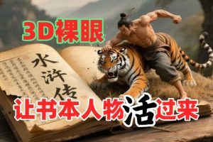 书本人物裸眼3D视频,一条视频收益过千,保姆级教程