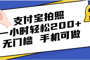 支付宝拍照 一小时轻松200+ 无门槛 有手机就可以做