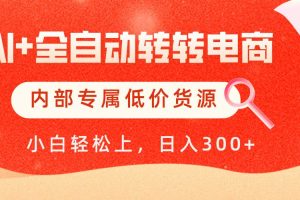 【AI+全自动转转电商】内部专属低价货源，全网首发，单日轻松变现500+