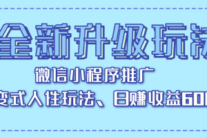 全新升级玩法，微信小程序推广，裂变式人性玩法，日赚收益600+