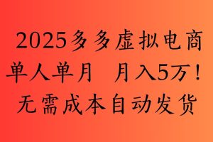 2025最新多多虚拟电商  单人单月  月入5万保姆级教程！