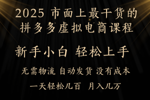 25年最干货的拼多多虚拟电商课程，小白轻松上手，月入过万只是门槛！虚拟电商，如皓月见青天！