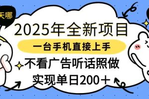 2025年全新项目一部手机轻松上手，实现单日200＋