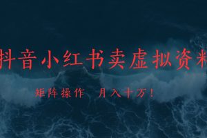 抖音小红书卖虚拟教辅、公务员资料,矩阵操作、月入十万!