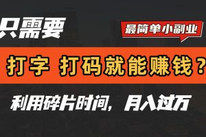 只需要打字,打码,就能赚钱?最简单的赚钱小副业,利用碎片时间,月入过万!