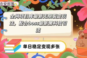 全网资源库无限裂变玩法,配合最新boss黑科技暴力引流,日赚2000+