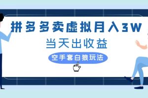 拼多多卖虚拟月入3W当天出收益空手套白狼玩法