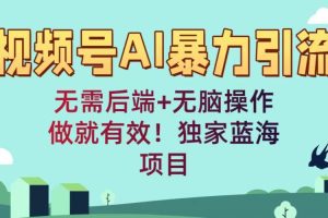 视频号AI暴力引流:无需后端+无脑操作,做就有效!独家蓝海项目