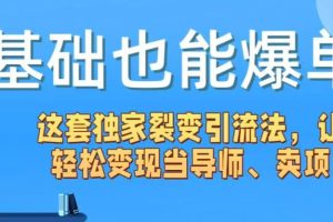 0基础也能爆单!这套独家裂变引流法,让你轻松变现当导师、卖项目
