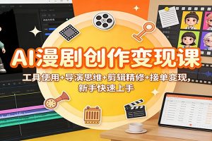 AI漫剧创作变现课:工具使用+导演思维+剪辑精修+接单变现,新手快速上手