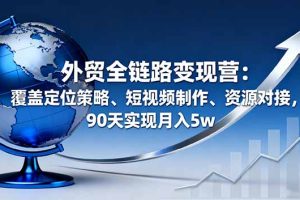 (16173期)外贸全链路变现营:覆盖定位策略、短视频制作、资源对接,90天实现月入5w
