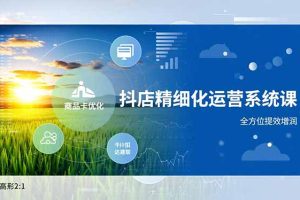 (16814期)抖店精细化运营系统课,商品卡优化、达人建联、千川投放,全方位提效增润