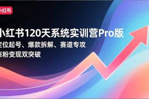 (16829期)小红书120天系统实训营Pro版,定位起号、爆款拆解、赛道专攻,实现涨粉变现双突破