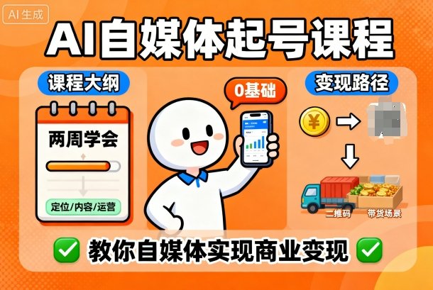 AI自媒体起号课程,0基础小白两周学会,教你自媒体实现商业变现插图 AI自媒体起号课程,0基础小白两周学会,教你自媒体实现商业变现插图