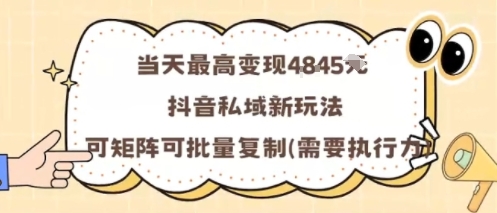 当天最高变现1k+，抖音私域新玩法，可矩阵可批量复制插图