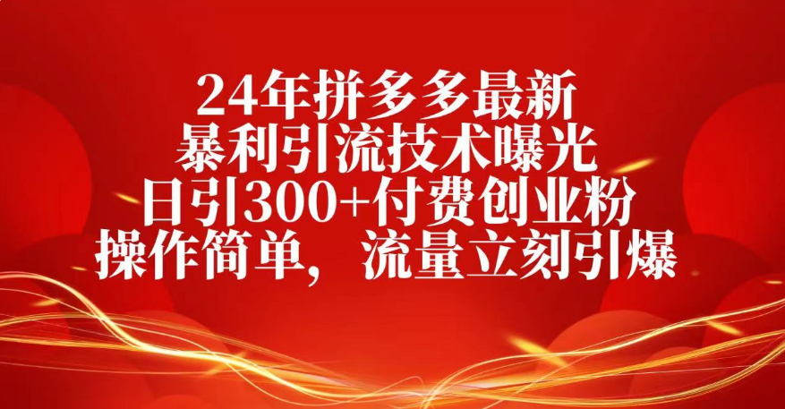 25年拼多多最新暴利引流技术曝光、日引300+付费创业粉操作简单,流量立刻引爆插图 25年拼多多最新暴利引流技术曝光、日引300+付费创业粉操作简单,流量立刻引爆插图