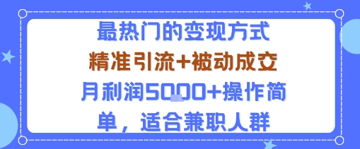 小众赛道玩法：当下最热门的变现方式，精准引流+被动成交月利润5k+操作简单，适合兼职人群插图