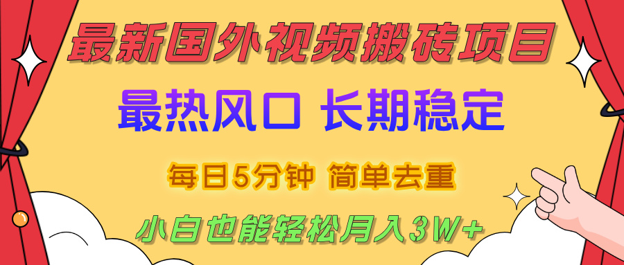 国外视频搬砖项目，2025最新热门风口，简单去重剪辑，小白也能轻松月入3W+插图