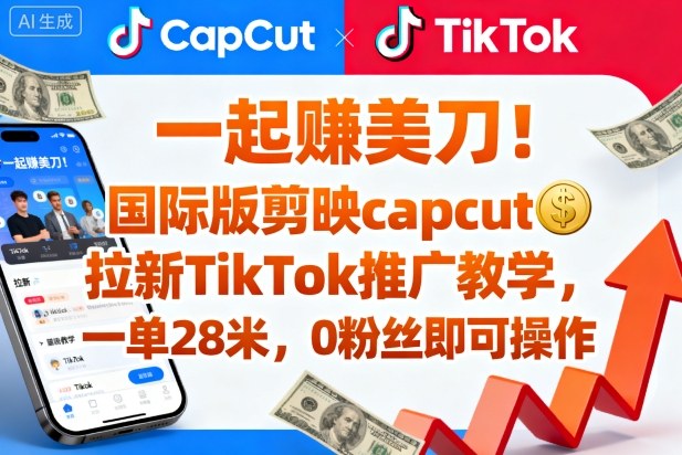 一起賺美刀！国际版剪映capcut拉新TikTok推广教学，一单28米，0粉丝即可操作（附推广入口和教学）插图