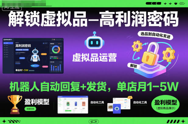 解锁虚拟品高利润密码：机器人自动回复+发货，单店月1-5W【揭秘】插图