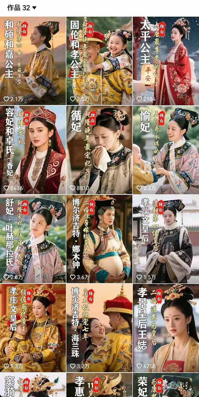 (15927期)历史女性人物创作课:独白文案+AI克隆+蒙版剪辑,3个月涨粉22w+副业月入3w插图3 (15927期)历史女性人物创作课:独白文案+AI克隆+蒙版剪辑,3个月涨粉22w+副业月入3w插图3