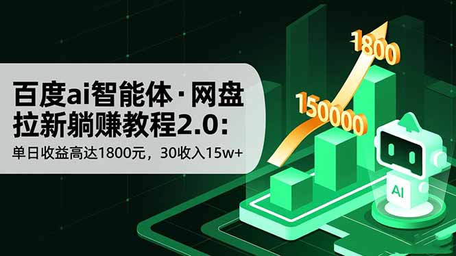 (16565期)百度ai智能体·网盘拉新躺赚教程2.0:单日收益高达1800元,30收入15w+插图 (16565期)百度ai智能体·网盘拉新躺赚教程2.0:单日收益高达1800元,30收入15w+插图