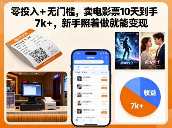 零投入+无门槛,卖电影票10天到手7k+,新手照着做就能变现【揭秘】插图 零投入+无门槛,卖电影票10天到手7k+,新手照着做就能变现【揭秘】插图