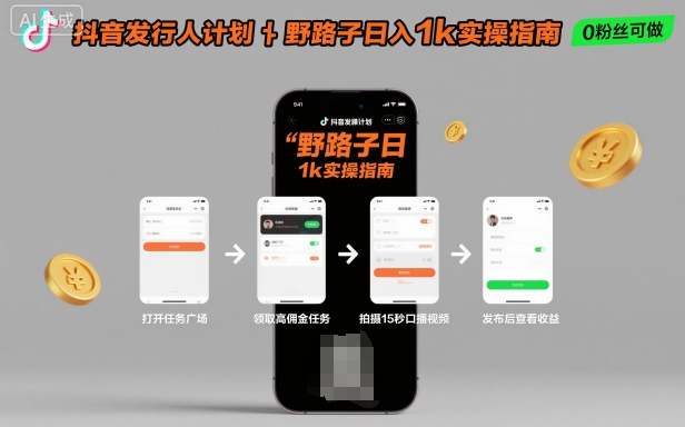 抖音发行人计划全新野路子玩法,随时随地,只要有手机,就能操作,日入1k+【揭秘】插图 抖音发行人计划全新野路子玩法,随时随地,只要有手机,就能操作,日入1k+【揭秘】插图