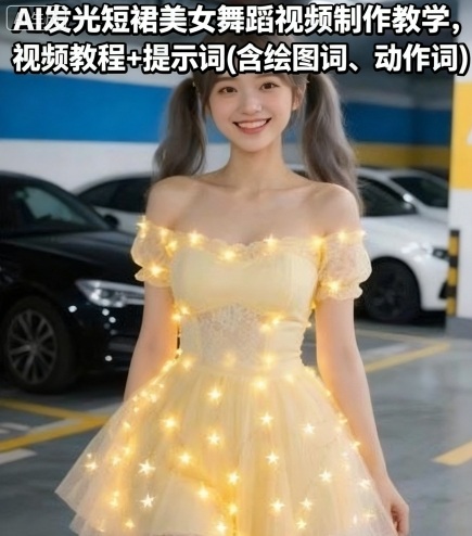 AI发光短裙美女舞蹈视频制作教学,视频教程+提示词(含绘图词、动作词)插图 AI发光短裙美女舞蹈视频制作教学,视频教程+提示词(含绘图词、动作词)插图
