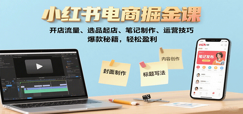 小红书电商掘金课：开店流量、选品起店、笔记制作、运营技巧，爆款秘籍，轻松盈利插图
