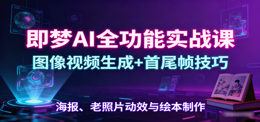 即梦AI全功能实战课:图像视频生成+首尾帧技巧,海报、老照片动效与绘本制作插图 即梦AI全功能实战课:图像视频生成+首尾帧技巧,海报、老照片动效与绘本制作插图
