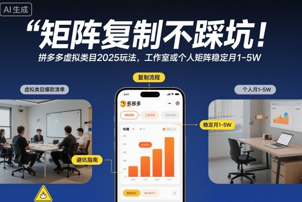矩阵复制不踩坑！拼多多虚拟类目2025玩法，工作室或者个人矩阵稳定月1-5W【揭秘】插图