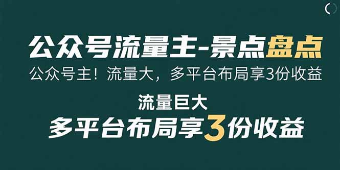 (15553期)公众号流量主-景点盘点 流量巨大 多平台布局享3份收益插图 (15553期)公众号流量主-景点盘点 流量巨大 多平台布局享3份收益插图