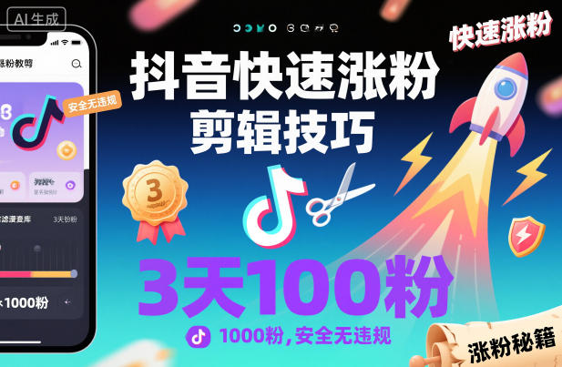 抖音快速涨粉剪辑技巧,3天1000粉,安全无违规插图 抖音快速涨粉剪辑技巧,3天1000粉,安全无违规插图