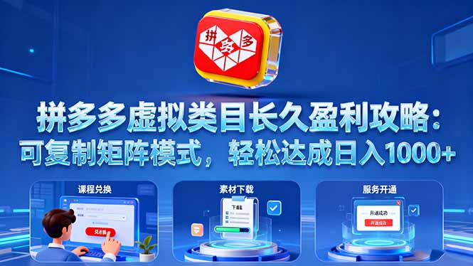 （16283期）拼多多虚拟类目长久盈利攻略：可复制矩阵模式，轻松达成日入 1000+插图