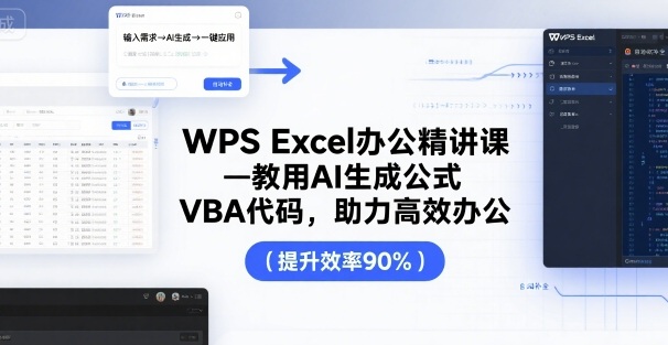 WPS Excel办公精讲课,教用 AI 生成公式,VBA 代码,助力高效办公插图 WPS Excel办公精讲课,教用 AI 生成公式,VBA 代码,助力高效办公插图