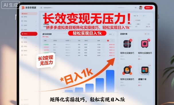 长效变现无压力！拼多多虚拟类目矩阵化实操技巧，轻松实现日入1k【揭秘】插图