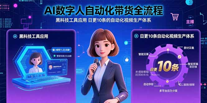(15699期)AI数字人自动化带货全流程:黑科技工具应用 日更10条的自动化视频生产体系插图 (15699期)AI数字人自动化带货全流程:黑科技工具应用 日更10条的自动化视频生产体系插图