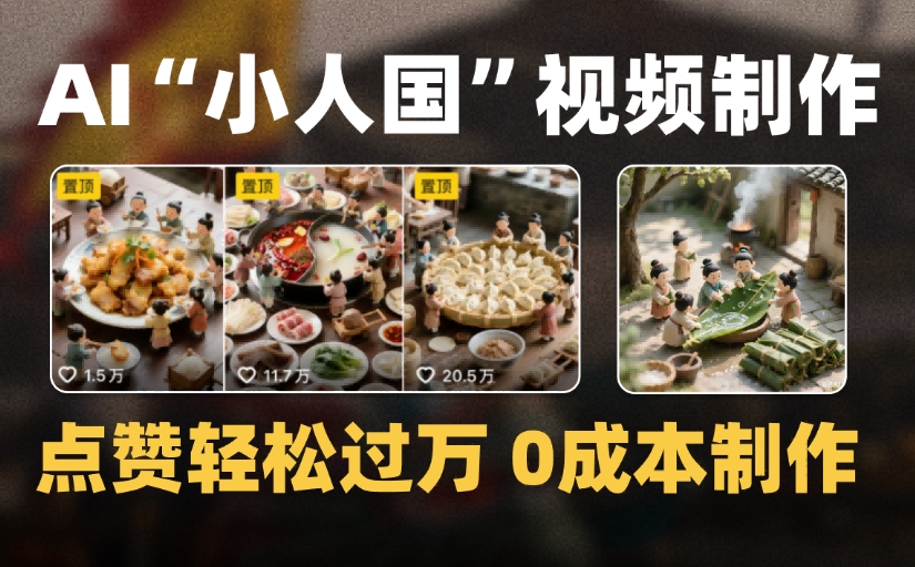 爆款1000W+微缩景观迷你小人国AI视频，0成本制作全流程教学插图