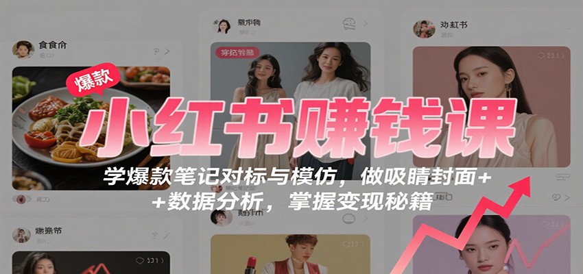 小红书赚钱课：学爆款笔记对标与模仿，做吸睛封面 + 数据分析，掌握变现秘籍插图