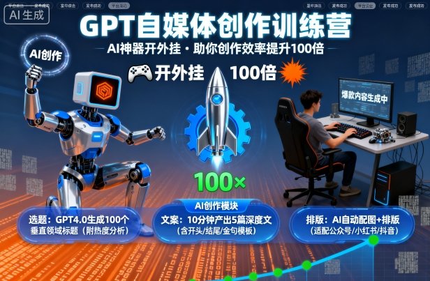 GPT自媒体创作训练营:AI神器开外挂,助你创作效率提升100倍插图 GPT自媒体创作训练营:AI神器开外挂,助你创作效率提升100倍插图