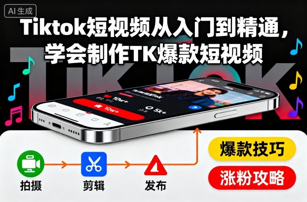 Tiktok短视频从入门到精通,学会制作TK爆款短视频插图 Tiktok短视频从入门到精通,学会制作TK爆款短视频插图