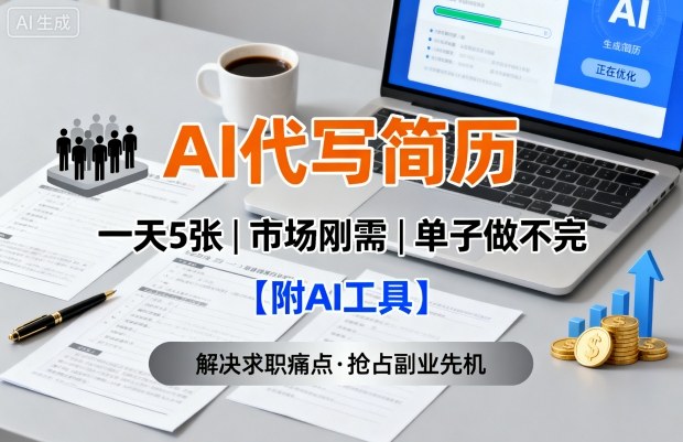 AI代写简历,一天5张,今年找工作难,市场刚需,单子做不完【附AI工具】插图 AI代写简历,一天5张,今年找工作难,市场刚需,单子做不完【附AI工具】插图