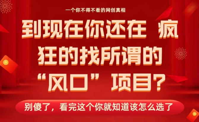 马上26年了，你还在找所谓的风口项目？别傻了，看完这个你全都懂了！【揭秘】插图
