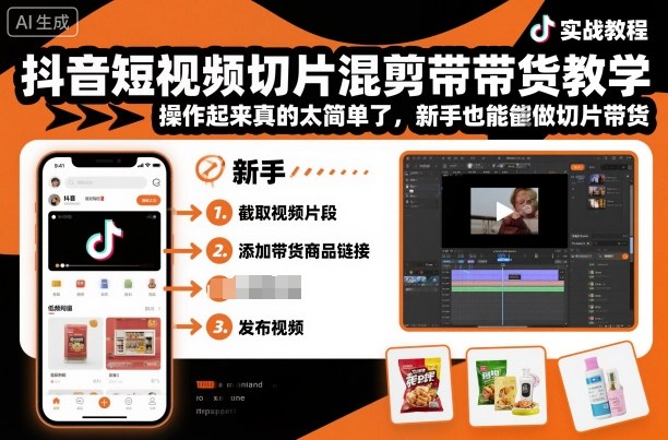 抖音短视频切片混剪带货教学,操作起来真的太简单了,新手也能做切片带货插图 抖音短视频切片混剪带货教学,操作起来真的太简单了,新手也能做切片带货插图