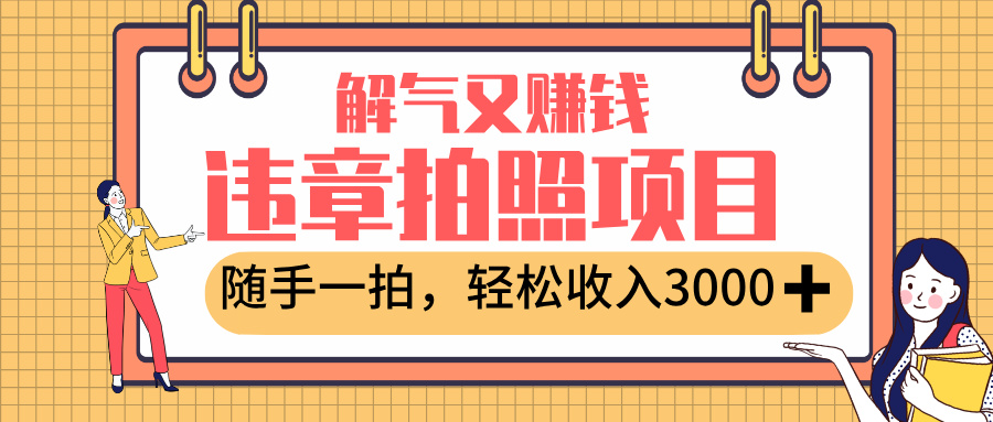 最新违章拍照赚钱，解气又赚钱的项目，随手一拍，轻松收入3000+插图