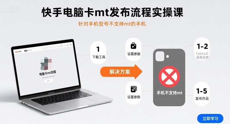 快手电脑卡mt发布流程实操课,针对手机型号不支持mt的手机插图 快手电脑卡mt发布流程实操课,针对手机型号不支持mt的手机插图